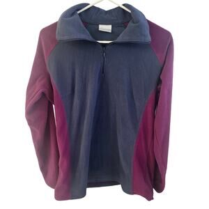 Columbia Quarter Zip Two Tone Running Fleece - Blue & Magenta - Large